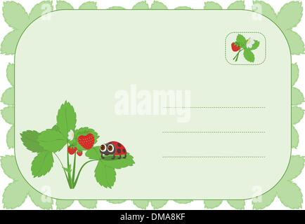 Border template with ladybug on leaf illustration Stock Vector Image ...