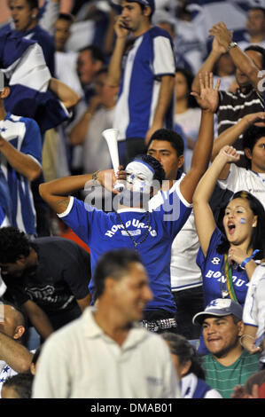 Nov 18, 2009 - Miami, Florida, USA - Honduran Fans celebrate their team as Honduras takes on Peru in a friendship match at Landshark Stadium November 18, 2009 in Miami, Florida. Peru defeated Honduras 2-1. (Credit Image: © Gaston De Cardenas/ZUMA Press) Stock Photo