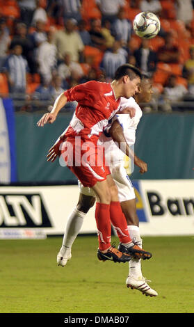 Nov 18, 2009 - Miami, Florida, USA - Peruvian and Honduran players vie for the ball during a friendship match at Landshark Stadium November 18, 2009 in Miami, Florida. Peru defeated Honduras 2-1. (Credit Image: © Gaston De Cardenas/ZUMA Press) Stock Photo