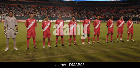 Nov 18, 2009 - Miami, Florida, USA - The  team Peru lines up before their friendship match at Landshark Stadium November 18, 2009 in Miami, Florida. Peru defeated Honduras 2-1. (Credit Image: © Gaston De Cardenas/ZUMA Press) Stock Photo