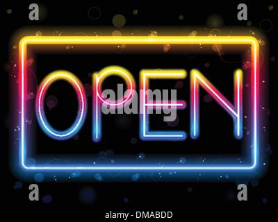 Open Neon Sign Rainbow Color Stock Vector