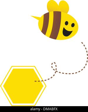 Little flying honey bee ( with yellow and brown stripes ) Stock Vector