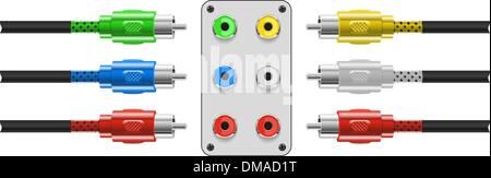 Set of Video and audio connectors. Vector. Stock Vector