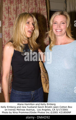 May 17, 2001 - Alana Hamilton and Kelly Emberg.Kelly Emberg and new husband Gavin Brodin open Cotton Box.on trendy Melrose Avenue,  Los Angeles, CA 5/17/2001. Nina Prommer/   2001 K21850NP(Credit Image: © Globe Photos/ZUMAPRESS.com) Stock Photo