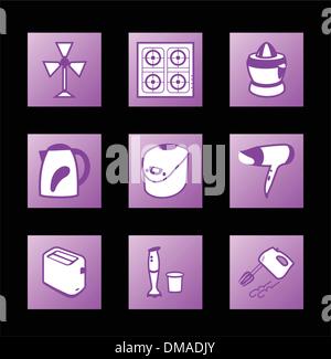 Home appliances icons, purple contour series Stock Vector