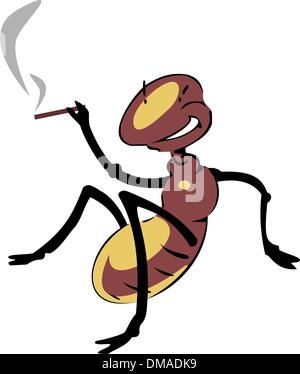 Smoking a cigar an insect sitting Stock Vector