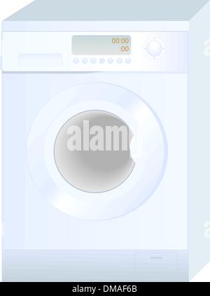 Realistic  illustration of new washing machine isolated on white Stock Vector