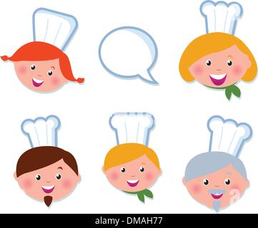 Cute cooking and icons set - chef family (  isolated on white ) Stock Vector