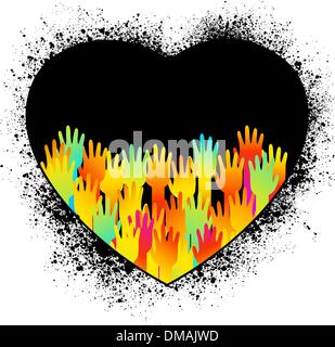 United hands and hearts. EPS 8 Stock Vector