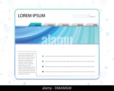 White Website Layout Template in Blue Stock Vector