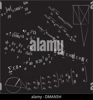 close up of math formulas on blackboard Stock Vector