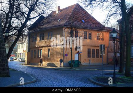 Halberstadt, Germany. 13th Dec, 2013. A detail from the timberframe ...
