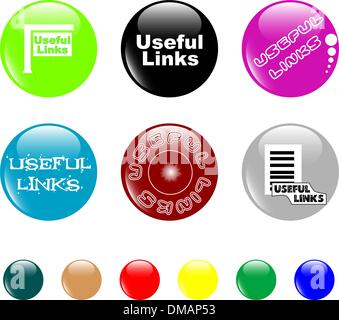 button useful links colored icon Stock Vector