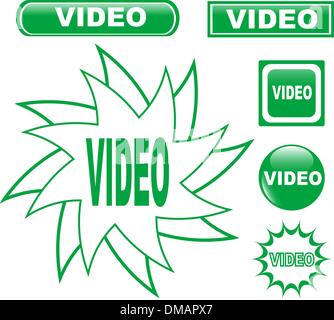button VIDEO glossy web icons set Stock Vector
