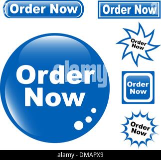 button ORDER NOW glossy icons set Stock Vector