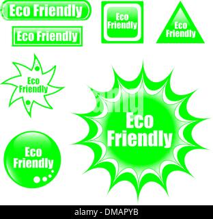 green eco friendly label web button Stock Vector