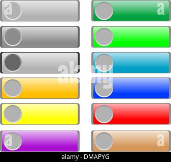 glossy rectangular varicolored buttons set Stock Vector