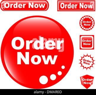 button ORDER NOW glossy icons set Stock Vector
