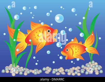 Goldfish in aquarium Stock Vector