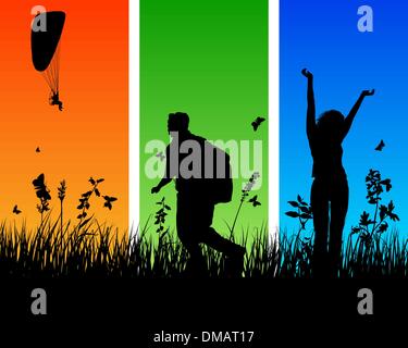 meadow silhouettes Stock Vector