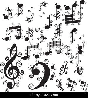 curled notes set Stock Vector