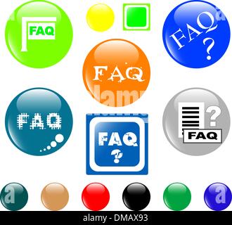 button FAQ various colored icon Stock Vector