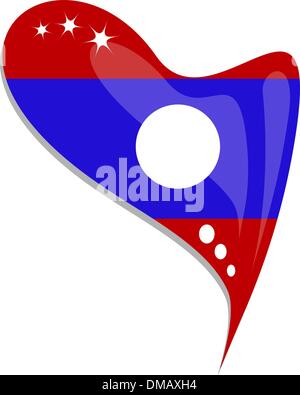 Laos flag button heart shape. vector Stock Vector