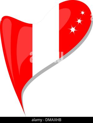 peru flag button heart shape. vector Stock Vector