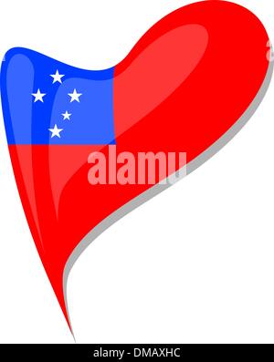 samoa flag button heart shape. vector Stock Vector