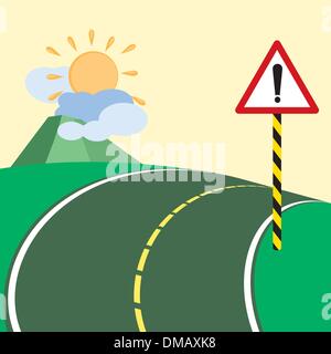 warning sign on dangerous steep Stock Vector