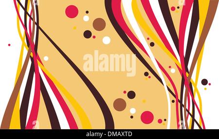 Retro colors waves and bubbles background Stock Vector