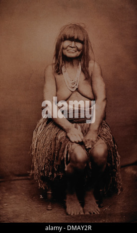 Yuma Native American Indian Woman, Sitting Portrait, Yuma, Arizona Territory, Circa 1880 Stock Photo