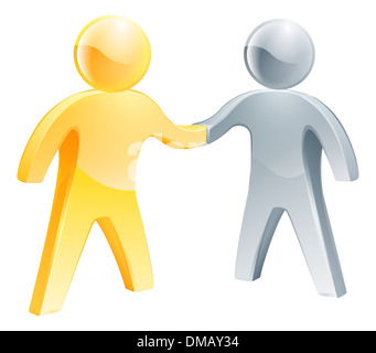 Handshake silver and gold people. Business concept of two stylized figures shaking hands Stock Photo