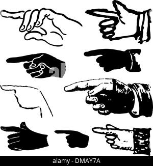 Collection set of hand gestures pointing. Vector illustration Stock Vector