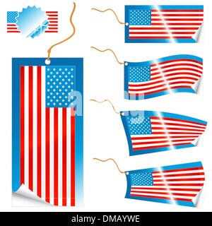 American flag modern tags and stickers Stock Vector