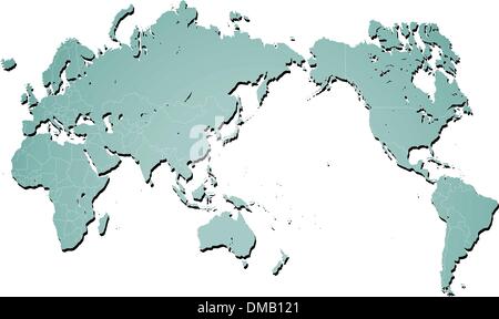 World map illustration with shadows Stock Vector