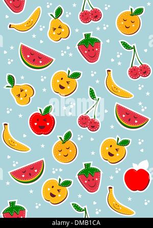 Happy fruits pattern Stock Vector