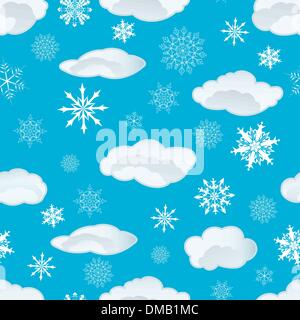 seamless snowflakes and clouds Stock Vector