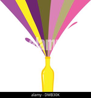 Rainbow bottle splash drink isolated on white Stock Vector