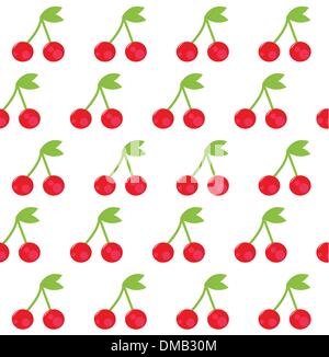 Cherry seamless background or pattern, red and white Stock Vector