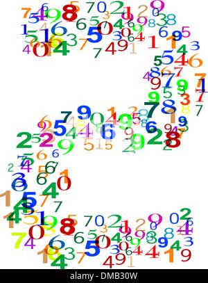 Number Two made from colorful numbers Stock Vector