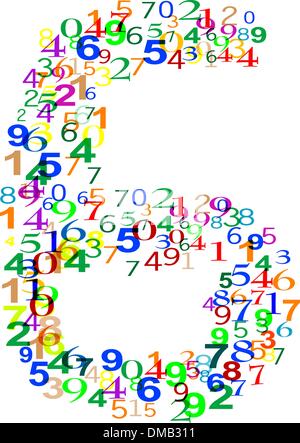 Number Six 6 made from colorful numbers Stock Vector