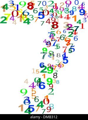 Number Seven 7 made from many colorful numbers Stock Vector