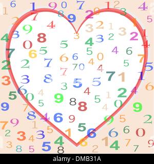background made from colorful numbers with heart Stock Vector