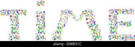 Time word made from colorful numbers Stock Vector