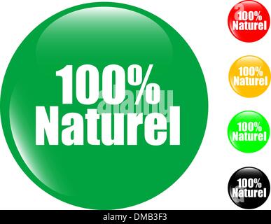 100% natural glass button icon Stock Vector