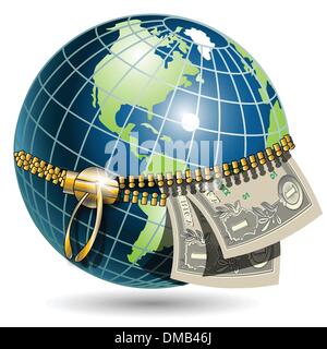 globe and dollar Stock Vector