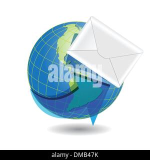 globe and white envelope Stock Vector