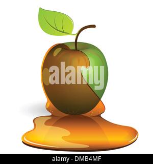 green apple in honey Stock Vector