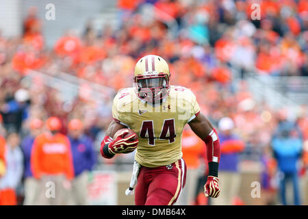 Chestnut Hill, Massachusetts, USA. 29th Sep, 2012. December 12, 2013; FILE PHOTO - Boston College Eagles running back Andre Williams (44) has been named the winner of the 2013 Doak Walker Award. The award is given to college football's leading rusher. PICTURED - September 29, 2012 - Chestnut Hill, Massachusetts, United States - Boston College Eagles running back Andre Williams (44) scores the games first touchdown during the NCAA football game between Boston College and Clemson at Alumni Stadium. Anthony Nesmith/CSM. © csm/Alamy Live News Stock Photo